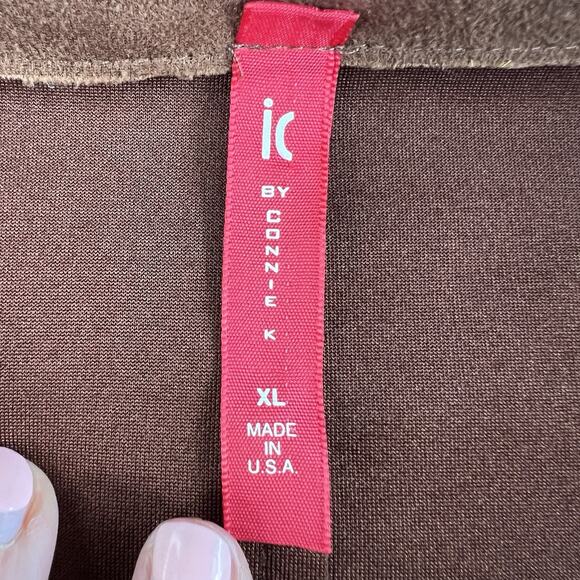 IC Collection by Connie K XL Poncho Faux Suede Zip Front Cape Brown NEW Boho - Picture 5 of 9